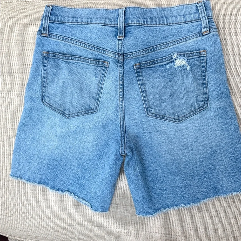 J. Crew Jean Shorts Faded Zipper Fly 5 Pocket Raw Hem Lightly Distressed